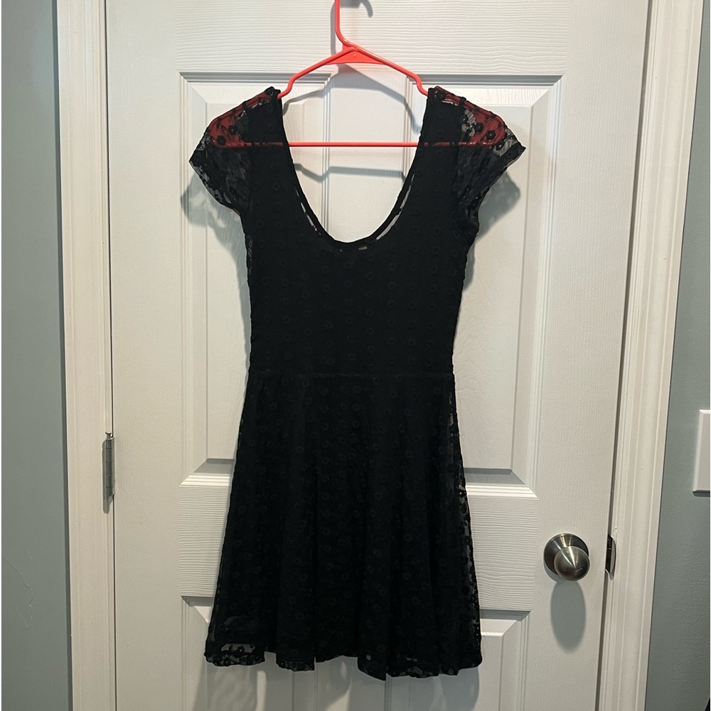 Forever 21 - Black and Floral Lace Skater Dress - Size Medium